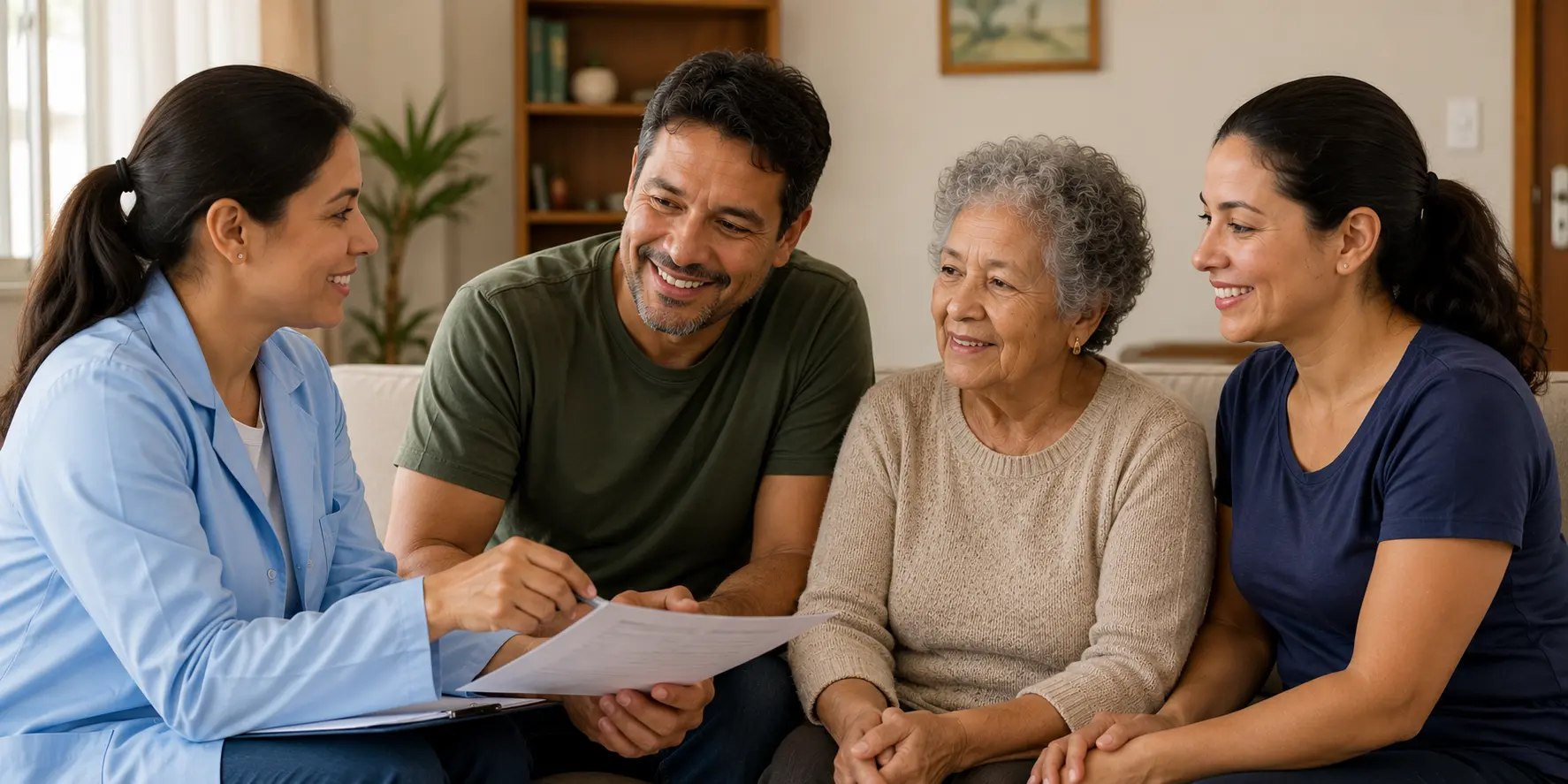 Familiares e cuidadores recebendo orientação Familiares e cuidadores recebendo orientação
